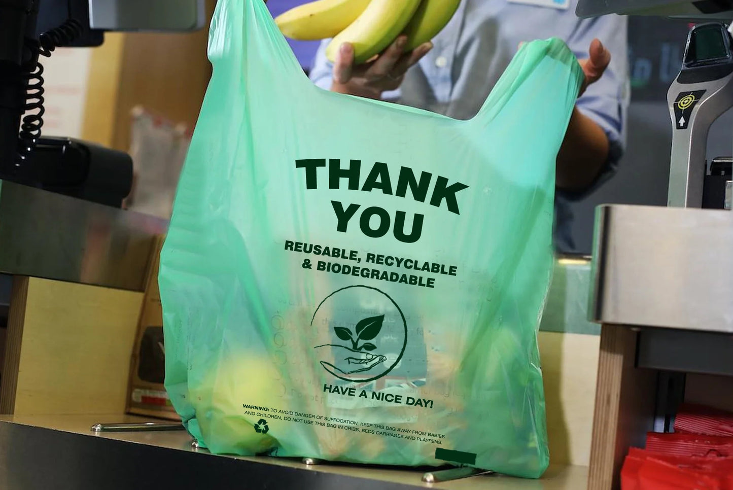 Biodegradable T-Shirt Bags 500 Bulk – Eco-Friendly Green Grocery and Retail Shopping Bags
