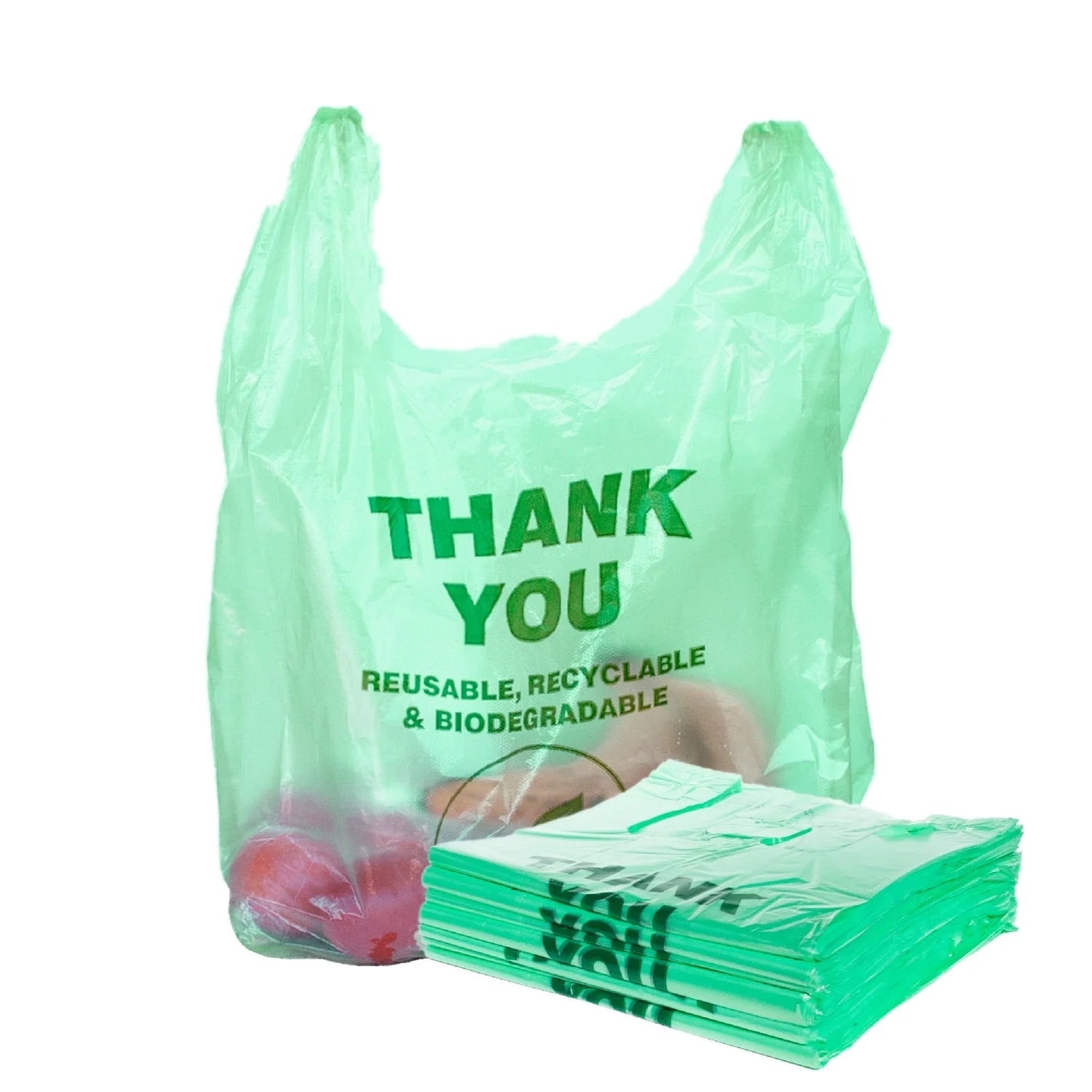 Biodegradable T-Shirt Bags 500 Bulk – Eco-Friendly Green Grocery and Retail Shopping Bags